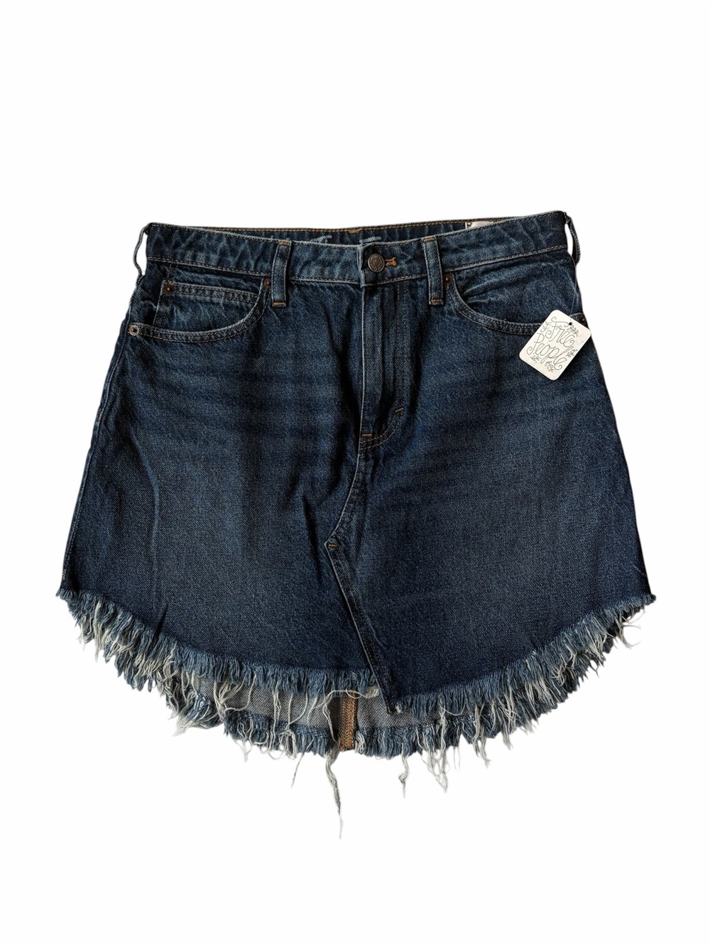 NWT-Free People Distressed hem Denim Mini Skirt Size-28